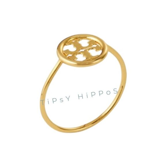 NEW!  Tory Burch Gold Miller Delicate Logo Ring - SIZE 8 - Picture 5 of 5